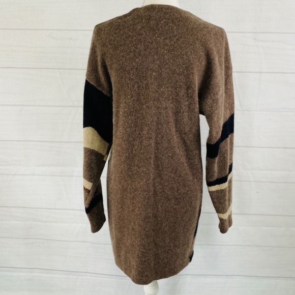 Outlander Lambswool Angora Brown Tan Metallic Open Cardigan Women’s Size Small - Picture 5 of 7
